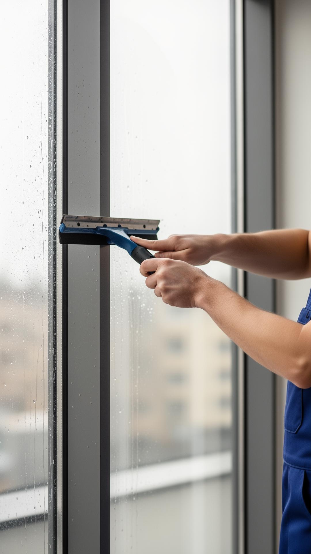 Window cleaner using squeegee